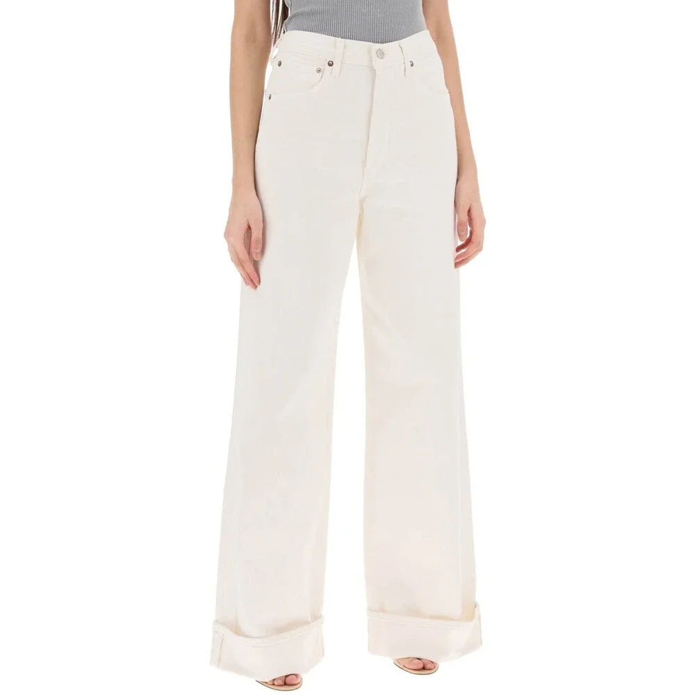 AGOLDE Dame High Rise Wide Leg Jeans Womens 27 Fortune Cookie Button Fly Closure - Picture 1 of 15
